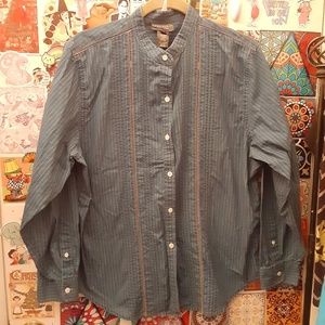 Ralph Lauren Jeans Co. 16 Cotton Denim Embroidered Button Up Poet Western Shirt